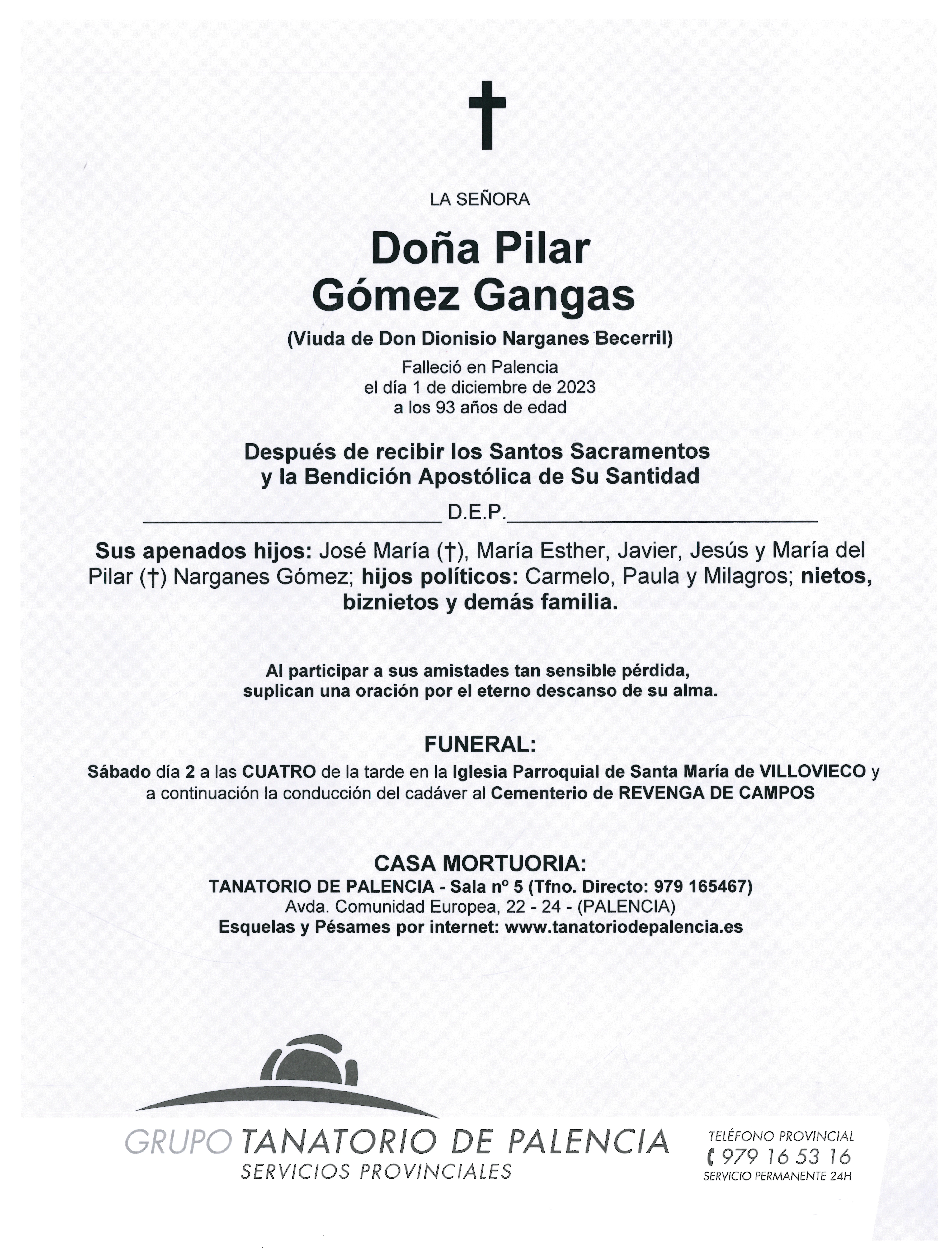 LA SEÑORA DOÑA PILAR GÓMEZ GANGAS